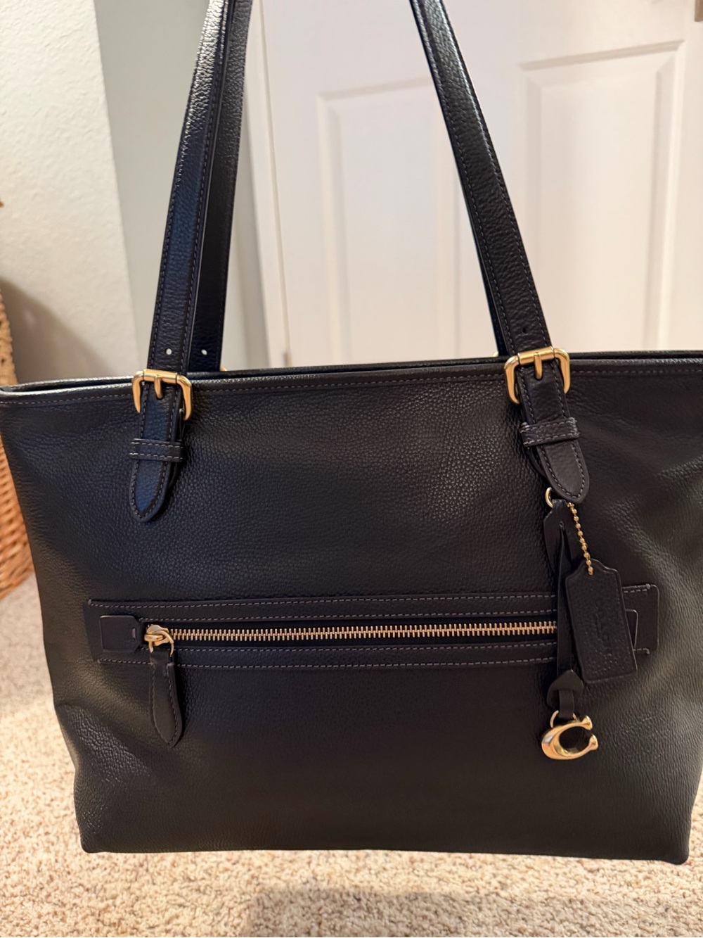 Coach Black Pebbled Leather Taylor Tote with Gold Hardware